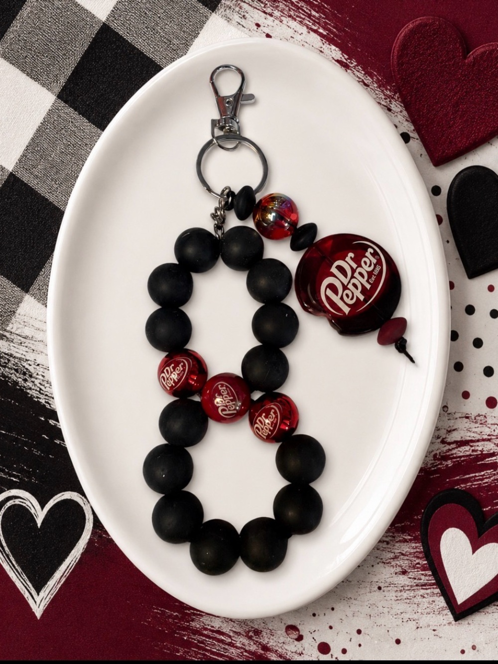 Hand Crafted Beaded Infinity Soda Keychain